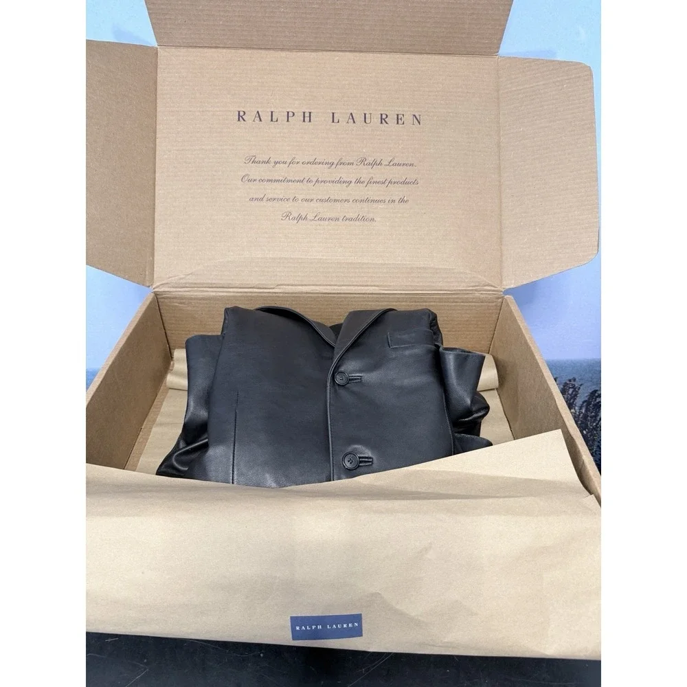 RARE Vintage RALPH Ralph Lauren Black Leather Blazer‎ Quiet Luxury Minimalist